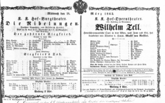 Theaterzettel (Oper und Burgtheater in Wien) 18630318 Seite: 1