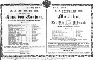 Theaterzettel (Oper und Burgtheater in Wien) 18630320 Seite: 1