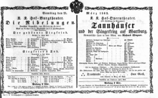 Theaterzettel (Oper und Burgtheater in Wien) 18630321 Seite: 1