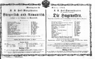 Theaterzettel (Oper und Burgtheater in Wien) 18630323 Seite: 1