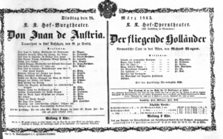Theaterzettel (Oper und Burgtheater in Wien) 18630324 Seite: 1