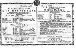 Theaterzettel (Oper und Burgtheater in Wien) 18630326 Seite: 1