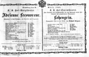 Theaterzettel (Oper und Burgtheater in Wien) 18630328 Seite: 1