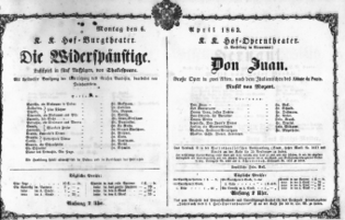 Theaterzettel (Oper und Burgtheater in Wien) 18630406 Seite: 1