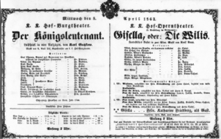 Theaterzettel (Oper und Burgtheater in Wien) 18630408 Seite: 1