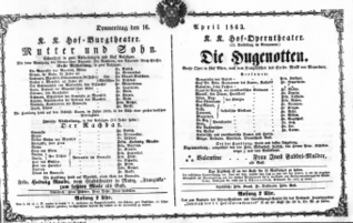 Theaterzettel (Oper und Burgtheater in Wien) 18630416 Seite: 1