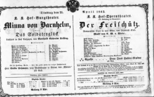 Theaterzettel (Oper und Burgtheater in Wien) 18630421 Seite: 1
