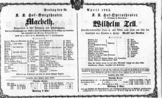 Theaterzettel (Oper und Burgtheater in Wien) 18630424 Seite: 1