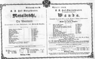 Theaterzettel (Oper und Burgtheater in Wien) 18630429 Seite: 1