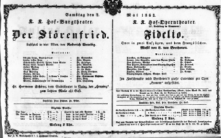 Theaterzettel (Oper und Burgtheater in Wien) 18630502 Seite: 1