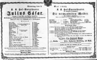 Theaterzettel (Oper und Burgtheater in Wien) 18630503 Seite: 1