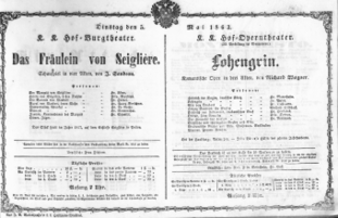 Theaterzettel (Oper und Burgtheater in Wien) 18630505 Seite: 1