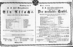 Theaterzettel (Oper und Burgtheater in Wien) 18630509 Seite: 1