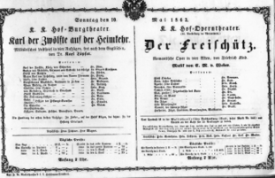 Theaterzettel (Oper und Burgtheater in Wien) 18630510 Seite: 1
