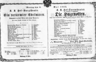 Theaterzettel (Oper und Burgtheater in Wien) 18630511 Seite: 1