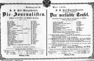 Theaterzettel (Oper und Burgtheater in Wien) 18630512 Seite: 1