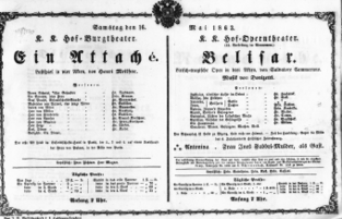 Theaterzettel (Oper und Burgtheater in Wien) 18630516 Seite: 1