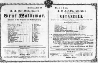 Theaterzettel (Oper und Burgtheater in Wien) 18630519 Seite: 1