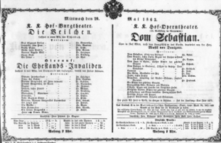 Theaterzettel (Oper und Burgtheater in Wien) 18630520 Seite: 1