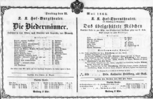 Theaterzettel (Oper und Burgtheater in Wien) 18630522 Seite: 1
