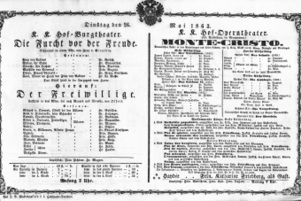 Theaterzettel (Oper und Burgtheater in Wien) 18630526 Seite: 1