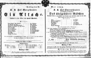Theaterzettel (Oper und Burgtheater in Wien) 18630529 Seite: 1