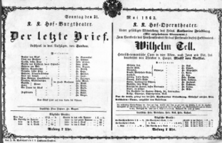Theaterzettel (Oper und Burgtheater in Wien) 18630531 Seite: 1