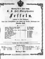 Theaterzettel (Oper und Burgtheater in Wien) 18630601 Seite: 1