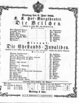 Theaterzettel (Oper und Burgtheater in Wien) 18630602 Seite: 1