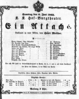 Theaterzettel (Oper und Burgtheater in Wien) 18630606 Seite: 1