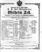Theaterzettel (Oper und Burgtheater in Wien) 18630607 Seite: 1