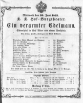 Theaterzettel (Oper und Burgtheater in Wien) 18630610 Seite: 1