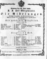 Theaterzettel (Oper und Burgtheater in Wien) 18630613 Seite: 1
