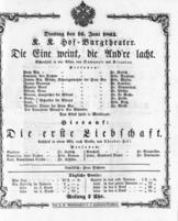 Theaterzettel (Oper und Burgtheater in Wien) 18630616 Seite: 1
