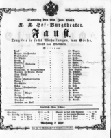 Theaterzettel (Oper und Burgtheater in Wien) 18630620 Seite: 1