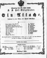 Theaterzettel (Oper und Burgtheater in Wien) 18630621 Seite: 1