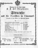 Theaterzettel (Oper und Burgtheater in Wien) 18630622 Seite: 1