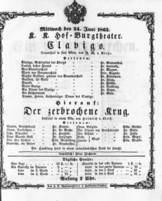 Theaterzettel (Oper und Burgtheater in Wien) 18630624 Seite: 1