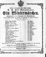 Theaterzettel (Oper und Burgtheater in Wien) 18630625 Seite: 1