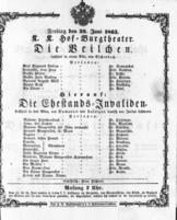 Theaterzettel (Oper und Burgtheater in Wien) 18630626 Seite: 1