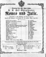 Theaterzettel (Oper und Burgtheater in Wien) 18630630 Seite: 1