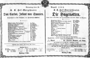 Theaterzettel (Oper und Burgtheater in Wien) 18630816 Seite: 1
