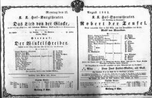 Theaterzettel (Oper und Burgtheater in Wien) 18630817 Seite: 1