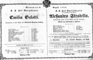 Theaterzettel (Oper und Burgtheater in Wien) 18630819 Seite: 1