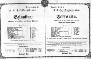 Theaterzettel (Oper und Burgtheater in Wien) 18630831 Seite: 1
