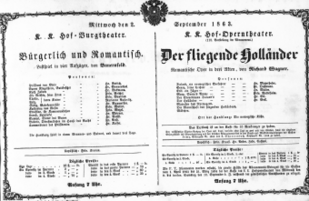 Theaterzettel (Oper und Burgtheater in Wien) 18630902 Seite: 1