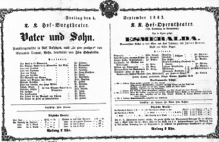 Theaterzettel (Oper und Burgtheater in Wien) 18630904 Seite: 1