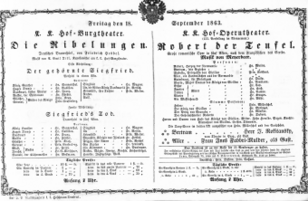 Theaterzettel (Oper und Burgtheater in Wien) 18630918 Seite: 1