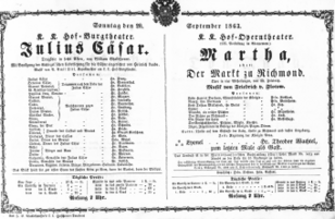 Theaterzettel (Oper und Burgtheater in Wien) 18630920 Seite: 1