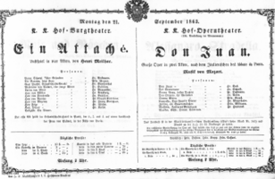 Theaterzettel (Oper und Burgtheater in Wien) 18630921 Seite: 1